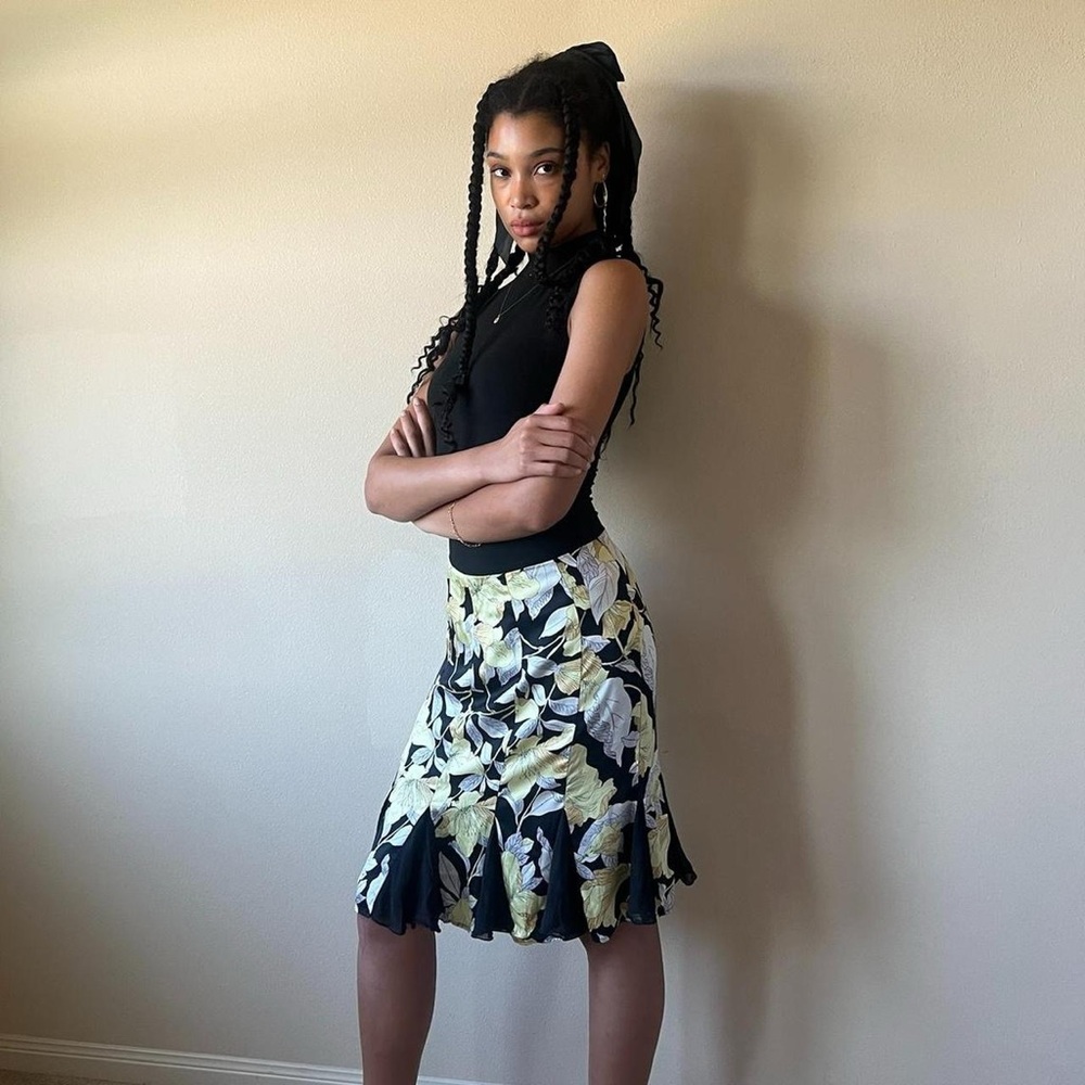 Floral silk Bob Mackie midi skirt, Sz. 6